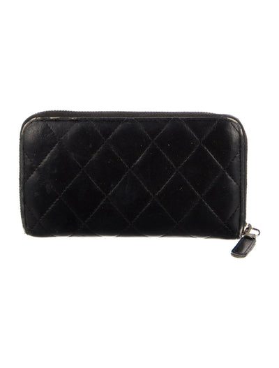 $1150 2018 Chanel 18K Lucky Charms Zip Around Long Wallet Black