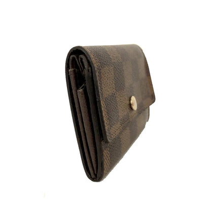Louis Vuitton Damier Porte Monnaie Plat Coin Purse Wallet Brown RA2191