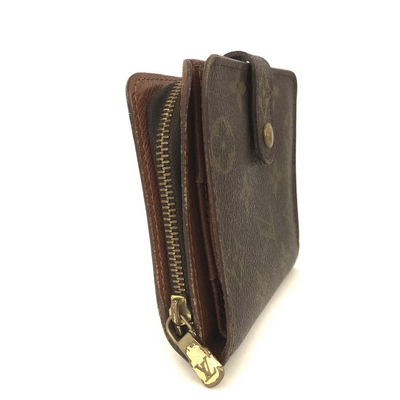 $520 2000 Louis Vuitton Monogram Compact Zip Bifold Wallet Brown CA0040