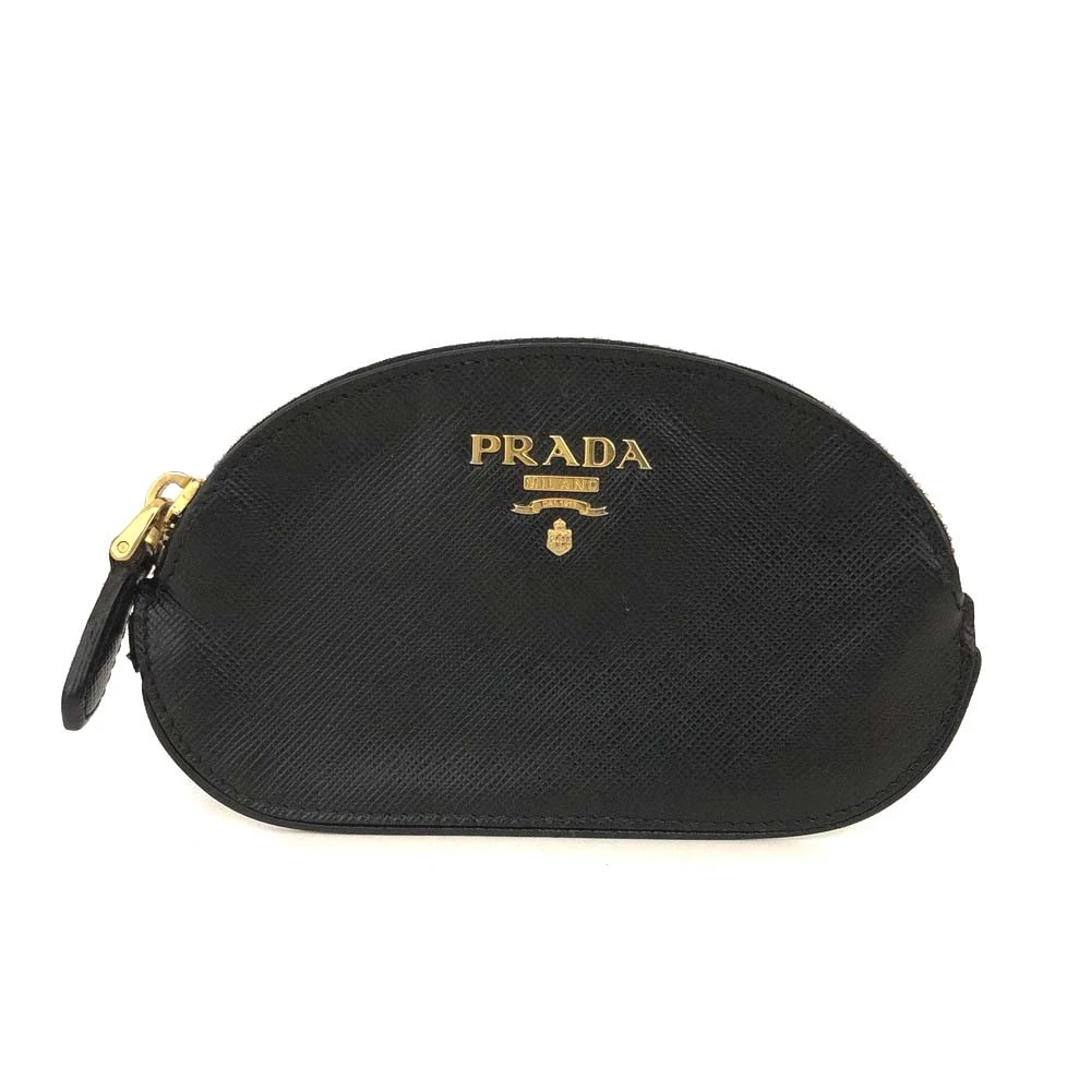 $680 PRADA Saffiano Leather Coin Purse Wallet Black