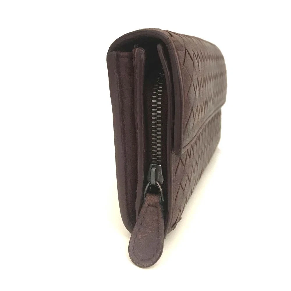 Bottega Veneta Intrecciato Lambskin Long Bifold Wallet Bordeaux