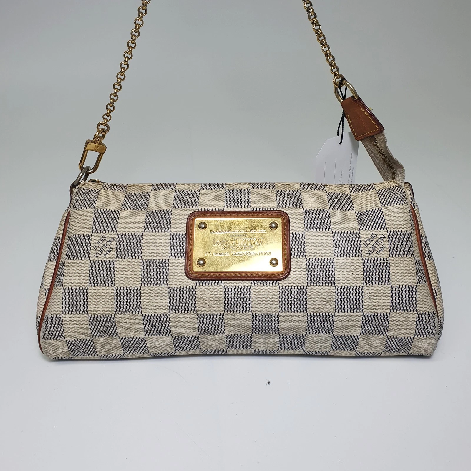 $1460 2012 Louis Vuitton Damier Azur Eva Clutch SN2182