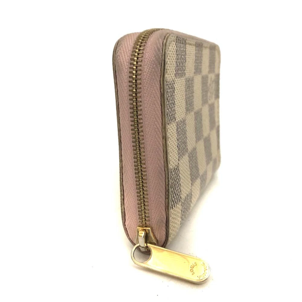 $560 Louis Vuitton Damier Azur Zippy Zip Coin Purse Wallet White TN2199