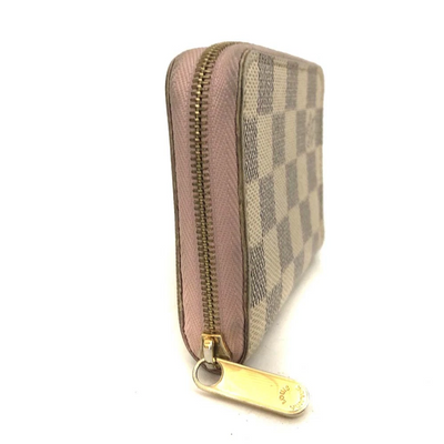 $560 Louis Vuitton Damier Azur Zippy Zip Coin Purse Wallet White TN2199