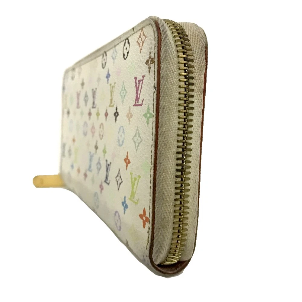 $940 2011 Louis Vuitton Monogram Multicolor Zippy Wallet White Litchi CA2191