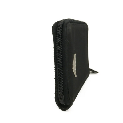 $480 PRADA Tessuto Nylon Logo Plate Zippy Bifold Wallet Black