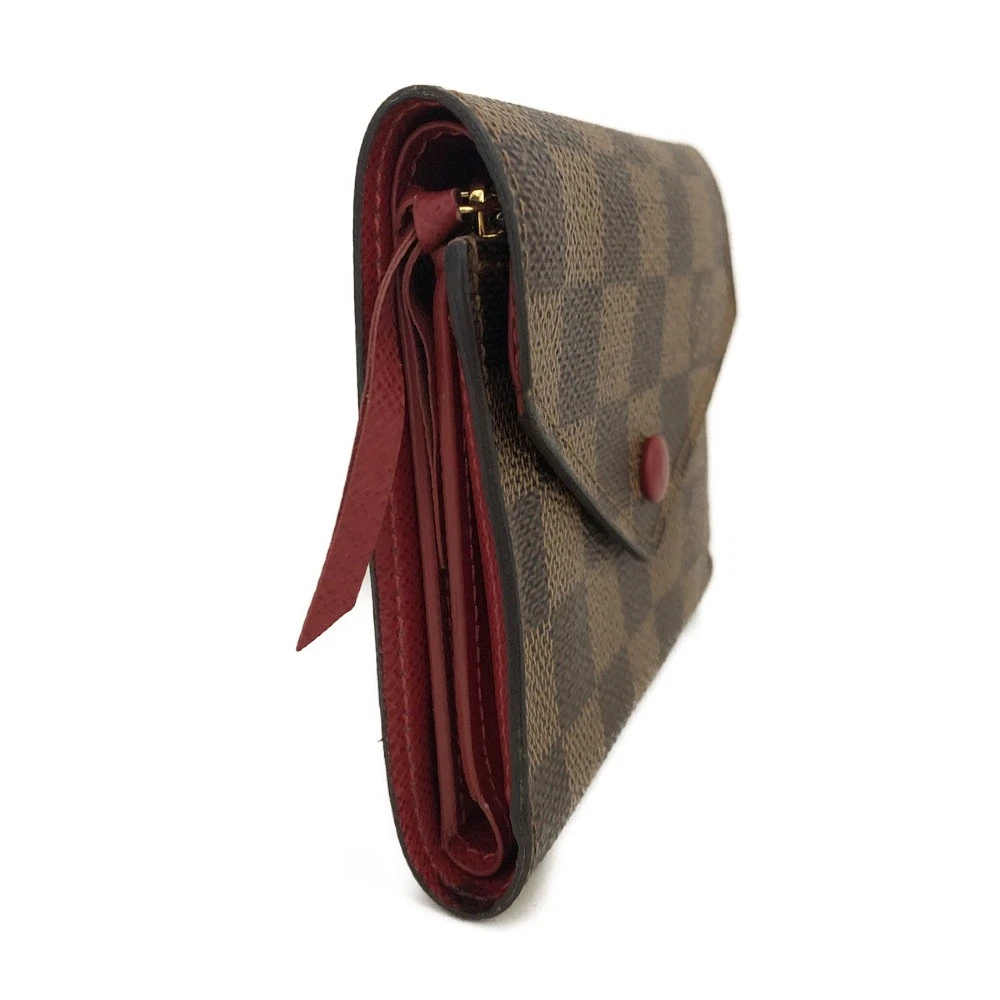$605 2016 Louis Vuitton Damier Ebene Victorine Wallet Red SP3176