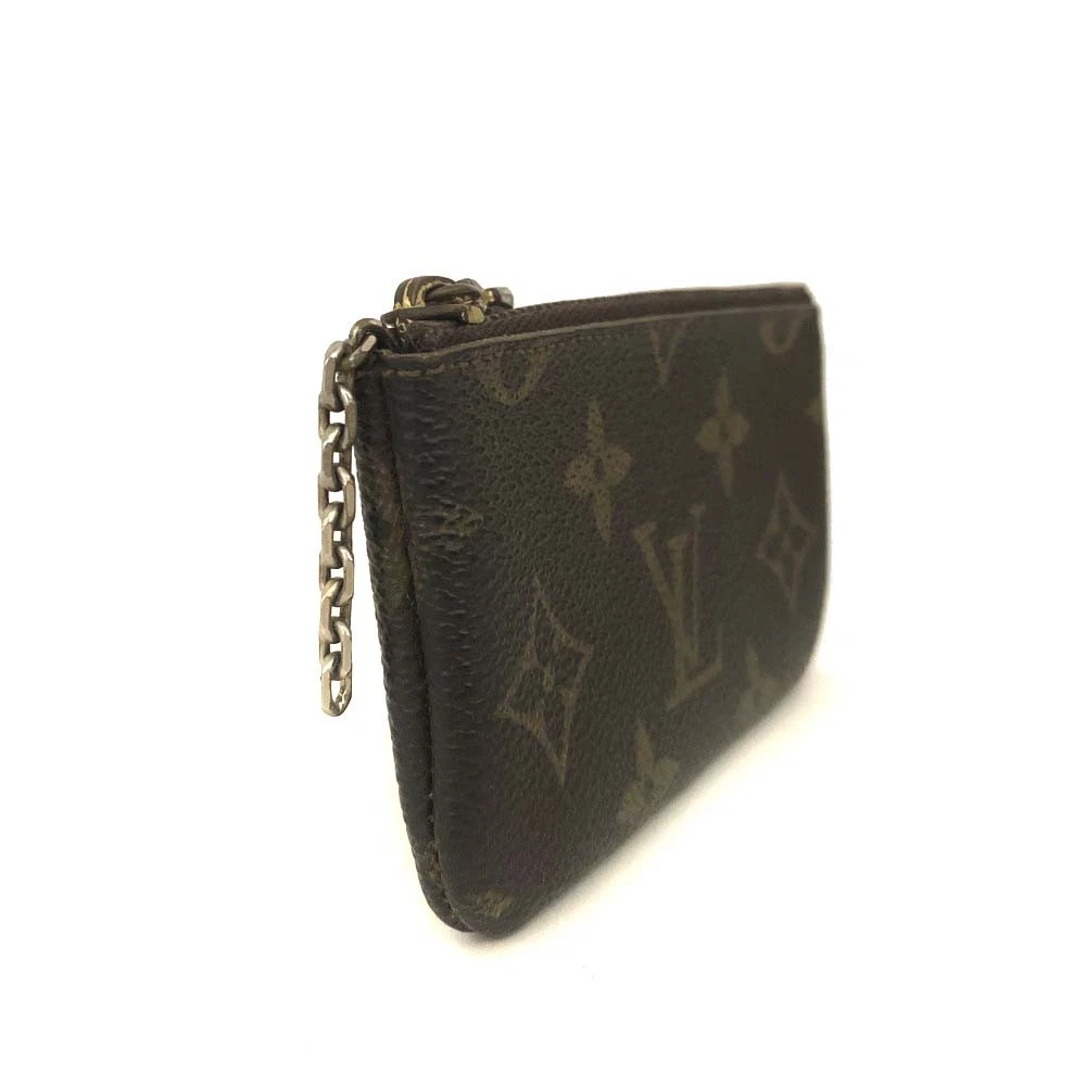 $355 Louis Vuitton Monogram Pochette Cles Wallet Coin Purse Brown 0950ET