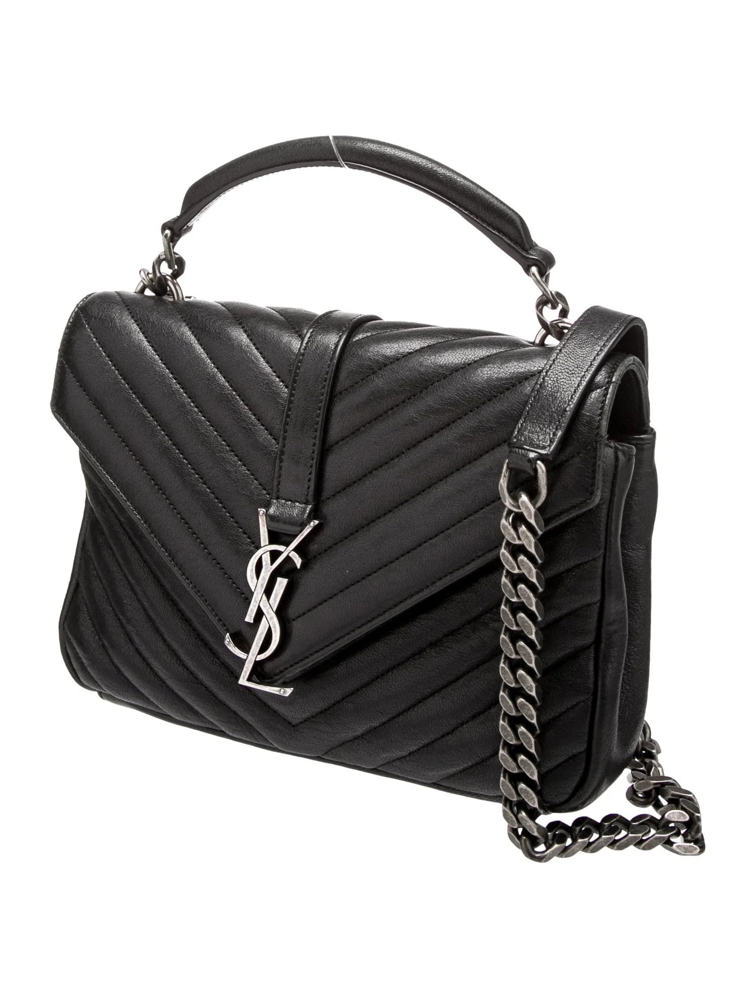 $1990 Saint Laurent Leather College Medium Black 10021141