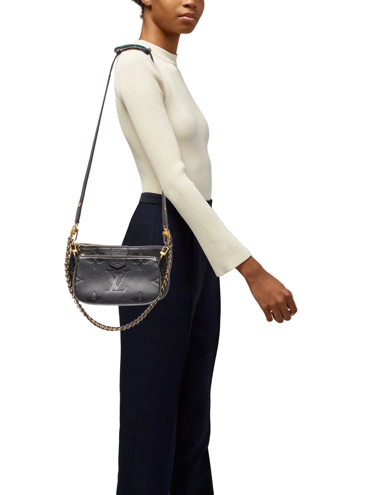 $3200 Louis Vuitton Empreinte Monogram Giant Multi Pochette Accessories Black