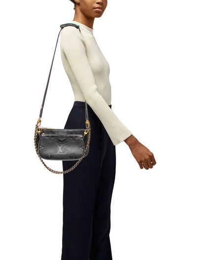 $3200 Louis Vuitton Empreinte Monogram Giant Multi Pochette Accessories Black