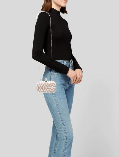$1895 Alexander McQueen Laser-Cut Skull Clutch Beige White 10021143