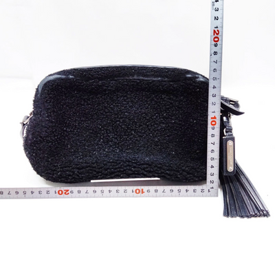 $1690 Saint Laurent Mini Lou Camera Bag Monogram Shearling Black 10020817