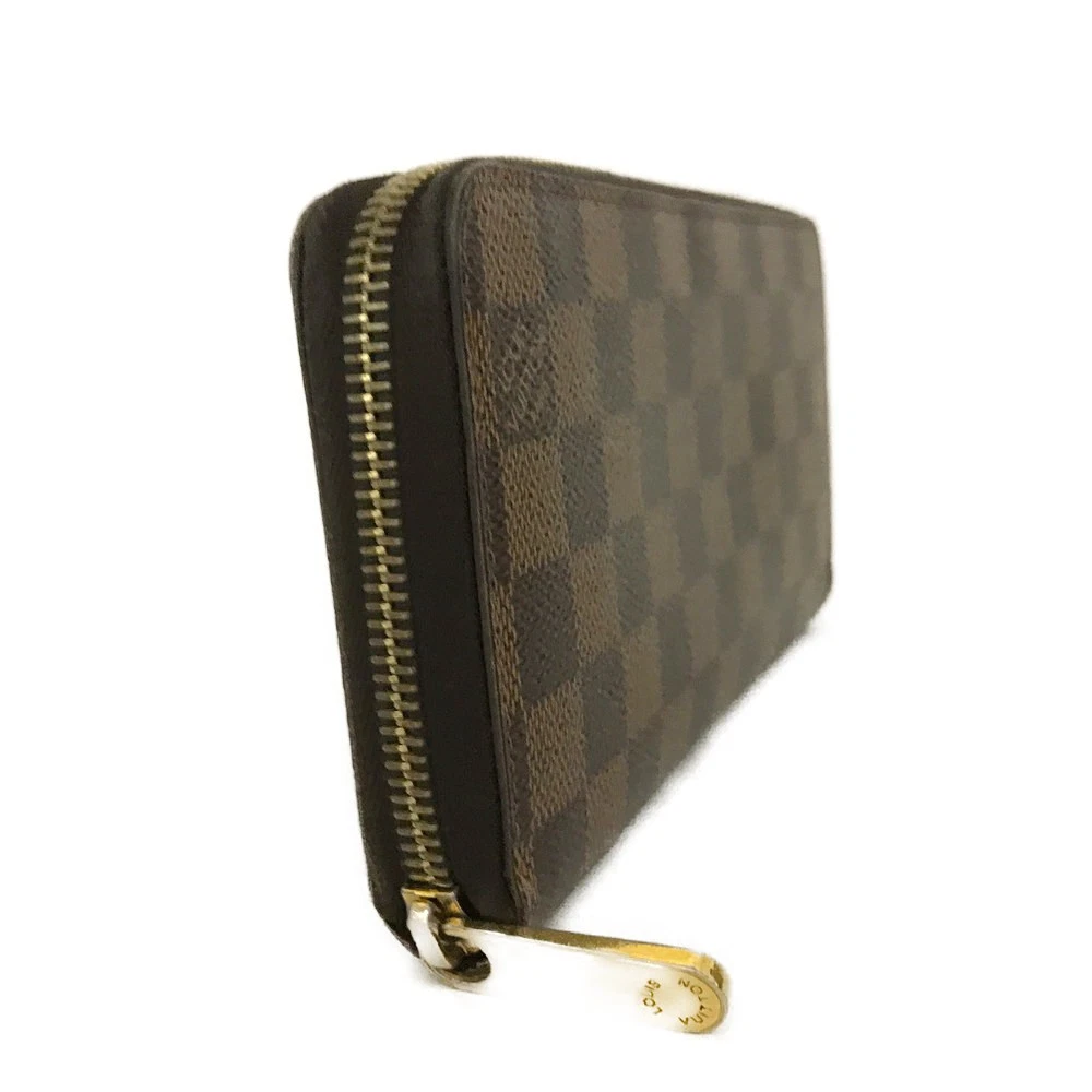 $940 2011 Louis Vuitton Damier Zippy Zip Around Long Wallet Purse Brown CA1191