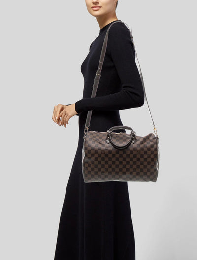 $2150 Louis Vuitton Damier Ebene Speedy Bandouliere 35