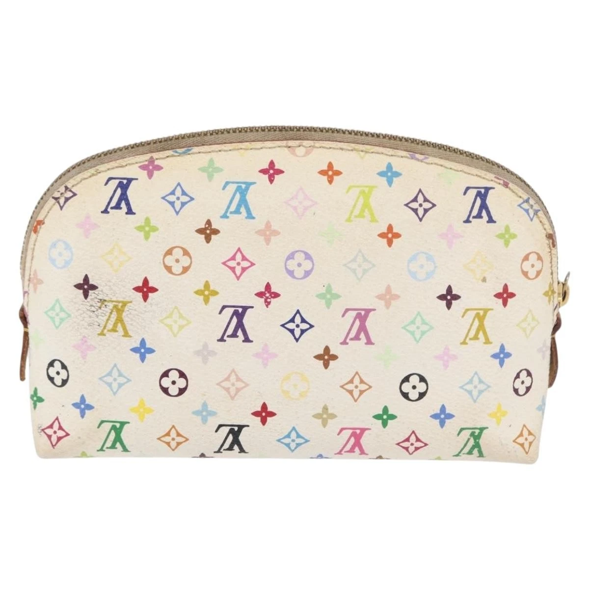 $625 2012 LOUIS VUITTON Monogram Multicolor Cosmetic Pouch White Litchi 2172