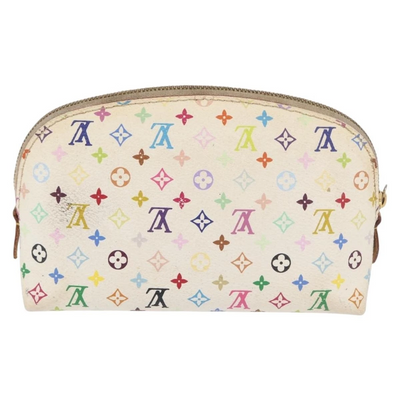 $625 2012 LOUIS VUITTON Monogram Multicolor Cosmetic Pouch White Litchi 2172