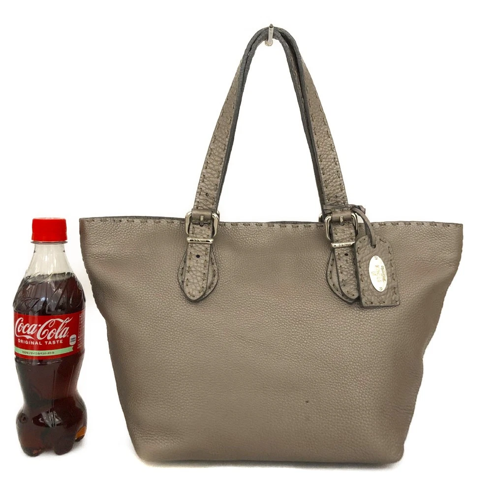 $1600 FENDI Selleria Leather Tote Bag Silver