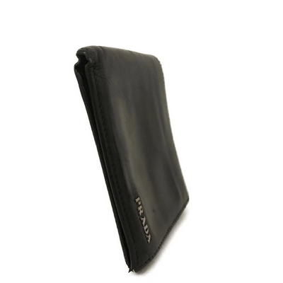 $650 PRADA Vitello Move Logo Bifold Wallet Black
