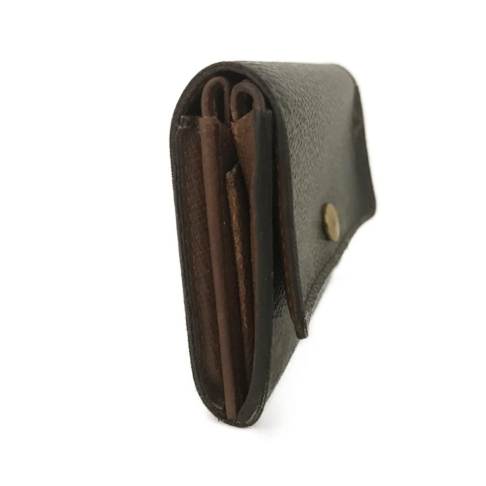 $435 Louis Vuitton Monogram Porte Monnaie Plat Coin Purse Wallet Brown MI0045