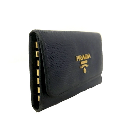 PRADA Saffiano Leather 6 Ring Key Case Blue
