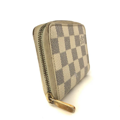 $560 Louis Vuitton Damier Azur Zippy Zip Coin Purse Wallet White SN1192