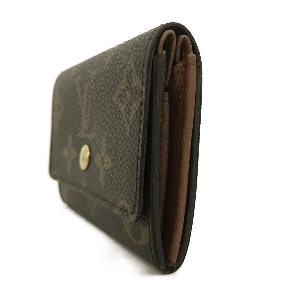 $440 1988 Louis Vuitton Monogram Porte Monnaie Plat Coin Purse Wallet Brown 883RA