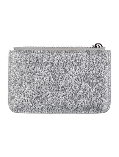 $590 Louis Vuitton Empreinte Monogram Zipped Romy Card Holder Silver 10020267