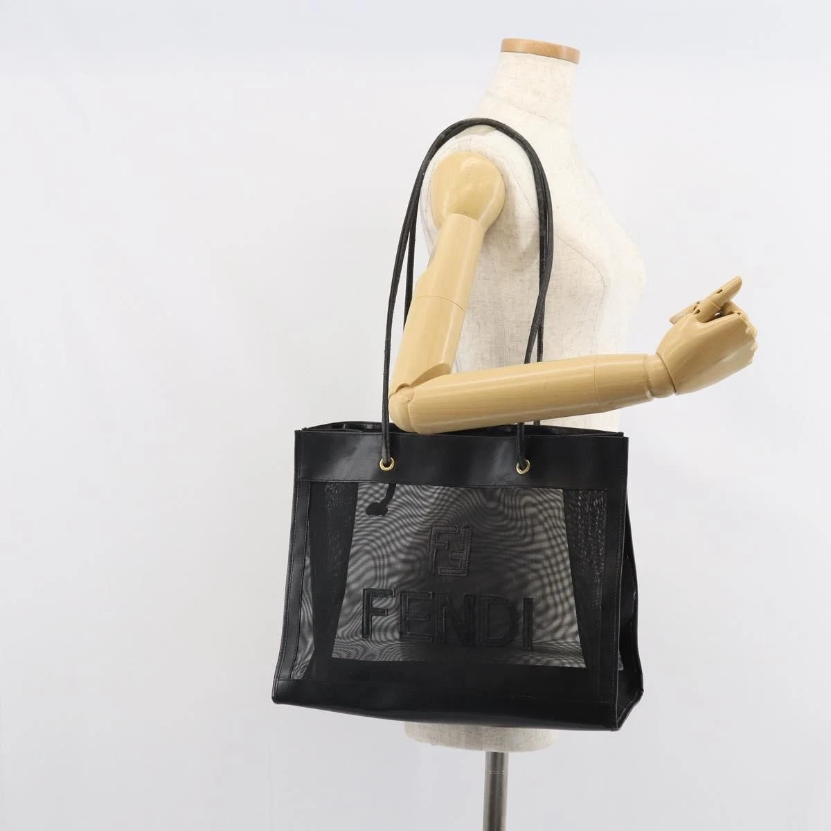 $1650 FENDI Zucca FF Tote Mesh Black Tote