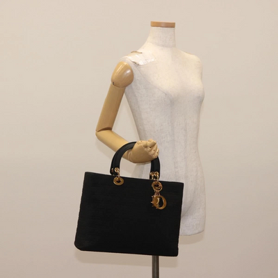 $4900 Christian Dior Nylon Cannage Large Lady Dior Black