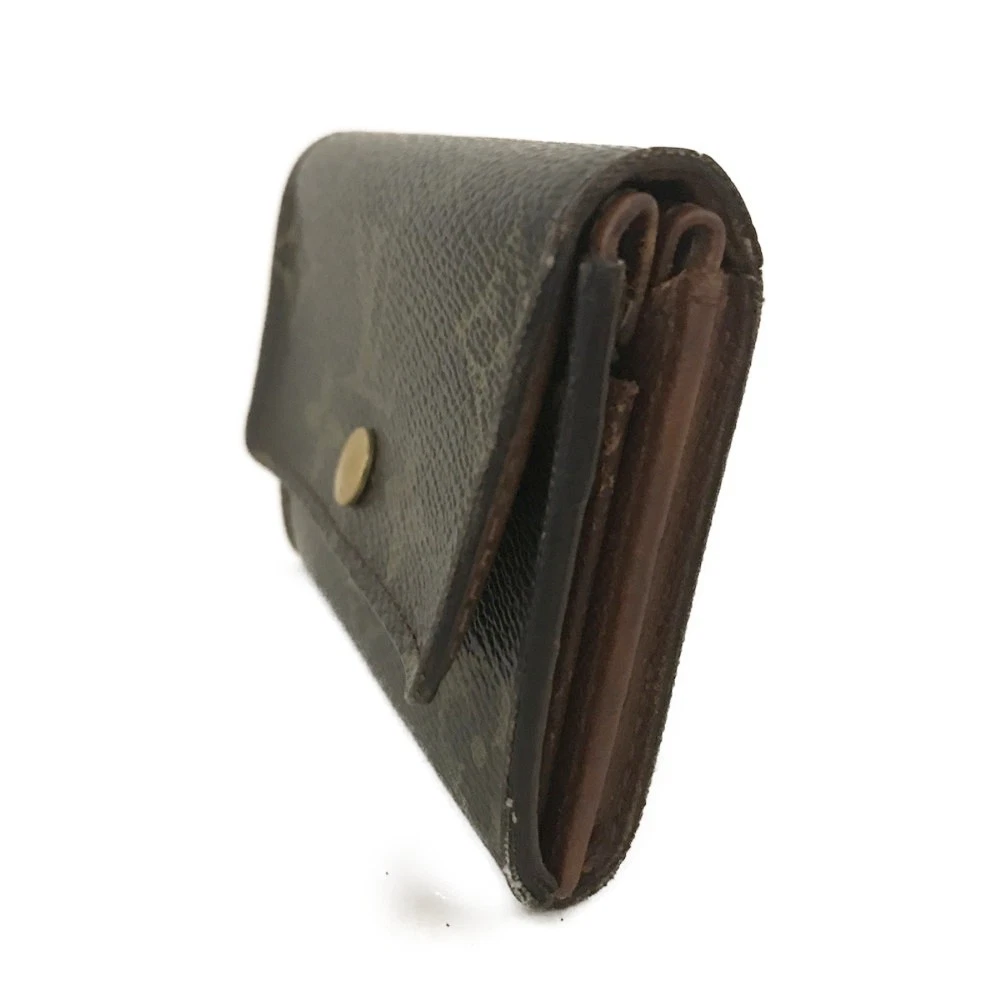 $435 Louis Vuitton Monogram Porte Monnaie Plat Coin Purse Wallet Brown MI0045