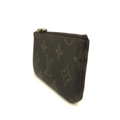 $355 Louis Vuitton Monogram Pochette Cles Wallet Coin Purse Brown 0950ET