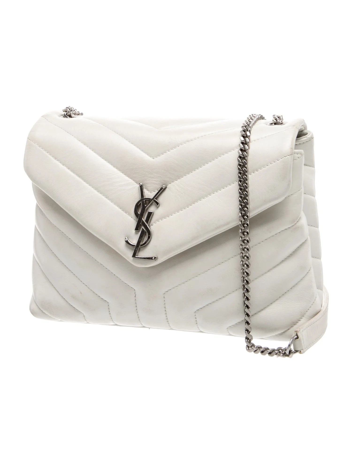 $2730 Saint Laurent Small Loulou Shoulder Bag White 10021139