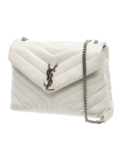 $2730 Saint Laurent Small Loulou Shoulder Bag White 10021139
