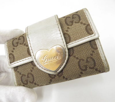 $320 2013 Gucci GG Sukey GG Canvas Leather 6-Ring Key Case 282434-2184