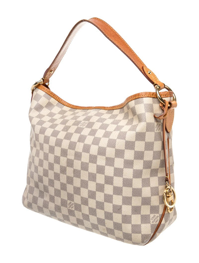 $1250 Louis Vuitton Damier Azur Delightful PM Rose Ballerine
