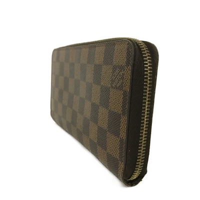 $940 2011 Louis Vuitton Damier Zippy Zip Around Long Wallet Purse Brown CA1191
