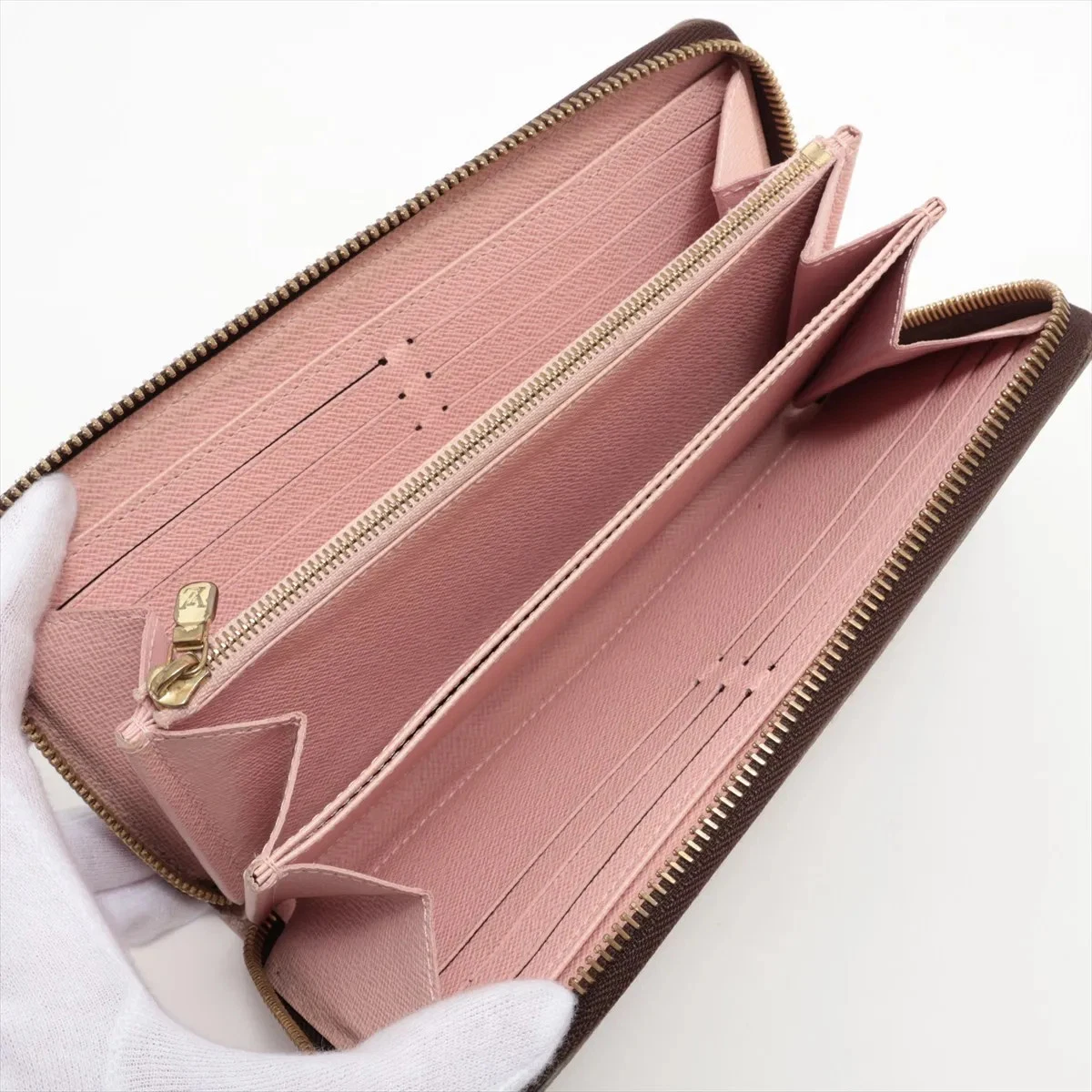 $915 RFID Louis Vuitton Monogram Zippy Wallet Rose Ballerine