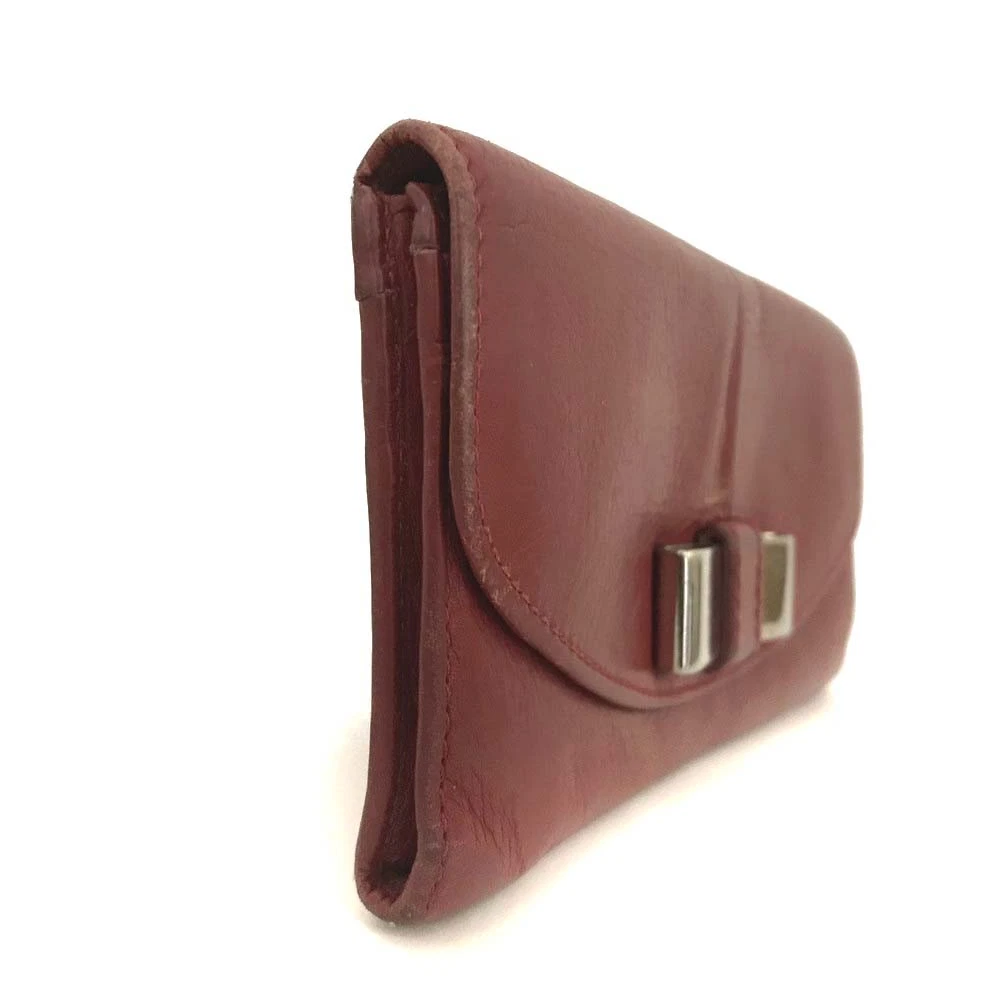 Chloe Lily Leather Long Bifold Wallet Purse Red