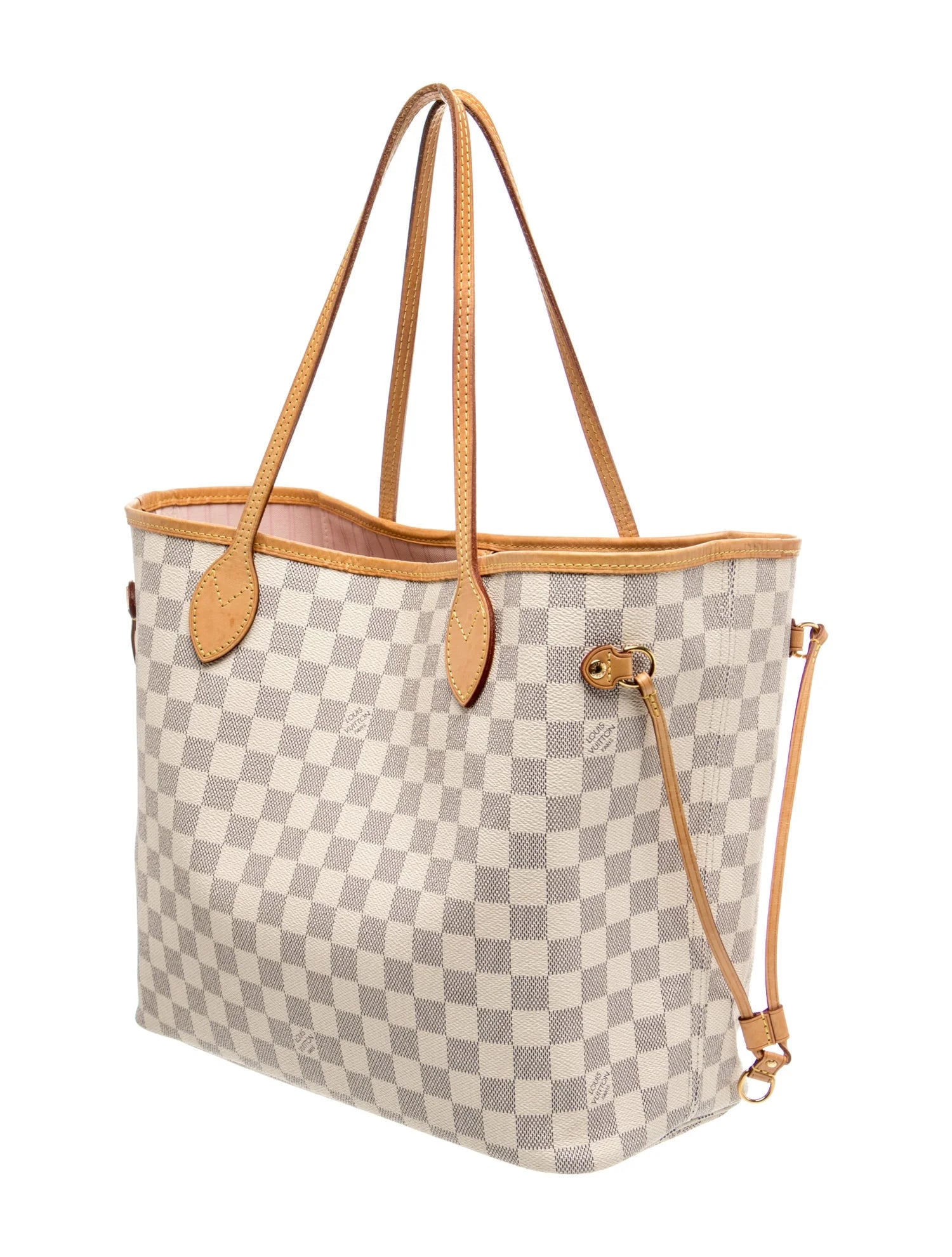 $2240 2018 Louis Vuitton Damier Azur Neverfull MM Rose Ballerine with Pouch 10021297