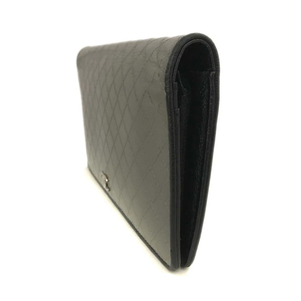 $995 2006 Chanel Metallic Calfskin Diamond Embossed Yen Wallet Grey