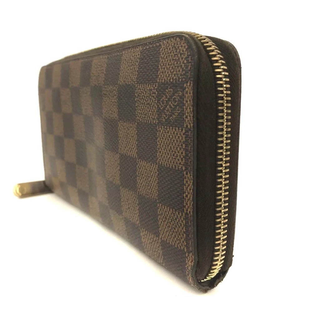 $915 2012 Louis Vuitton Damier Zippy Zip Around Long Wallet Purse Brown* CA1162