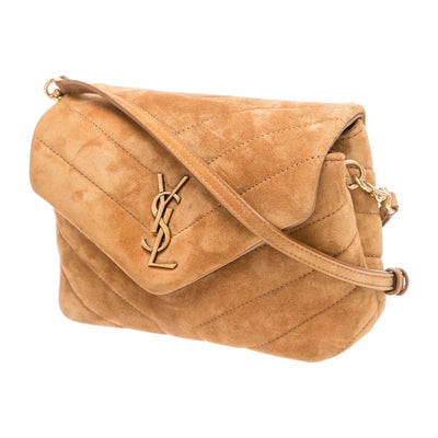 $1890 2022 Saint Laurent Suede Toy Loulou Shoulder Bag Cinnamon