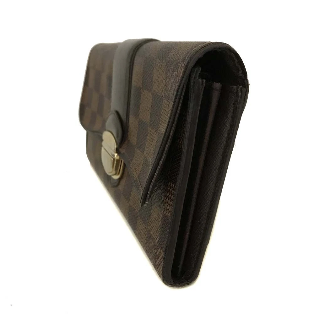 $725 Louis Vuitton Damier Portefeiulle Sistina Long Bifold Wallet Brown CA4089