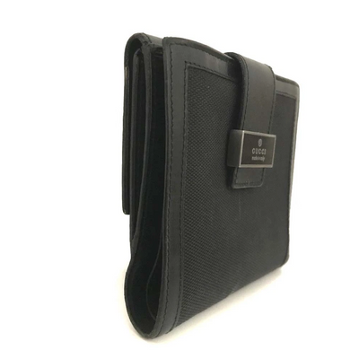GUCCI Logo Canvas Bifold Wallet Purse Black