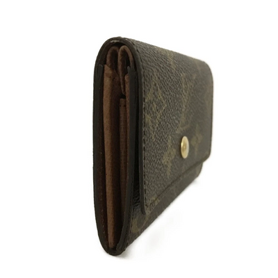 $440 1988 Louis Vuitton Monogram Porte Monnaie Plat Coin Purse Wallet Brown 883RA