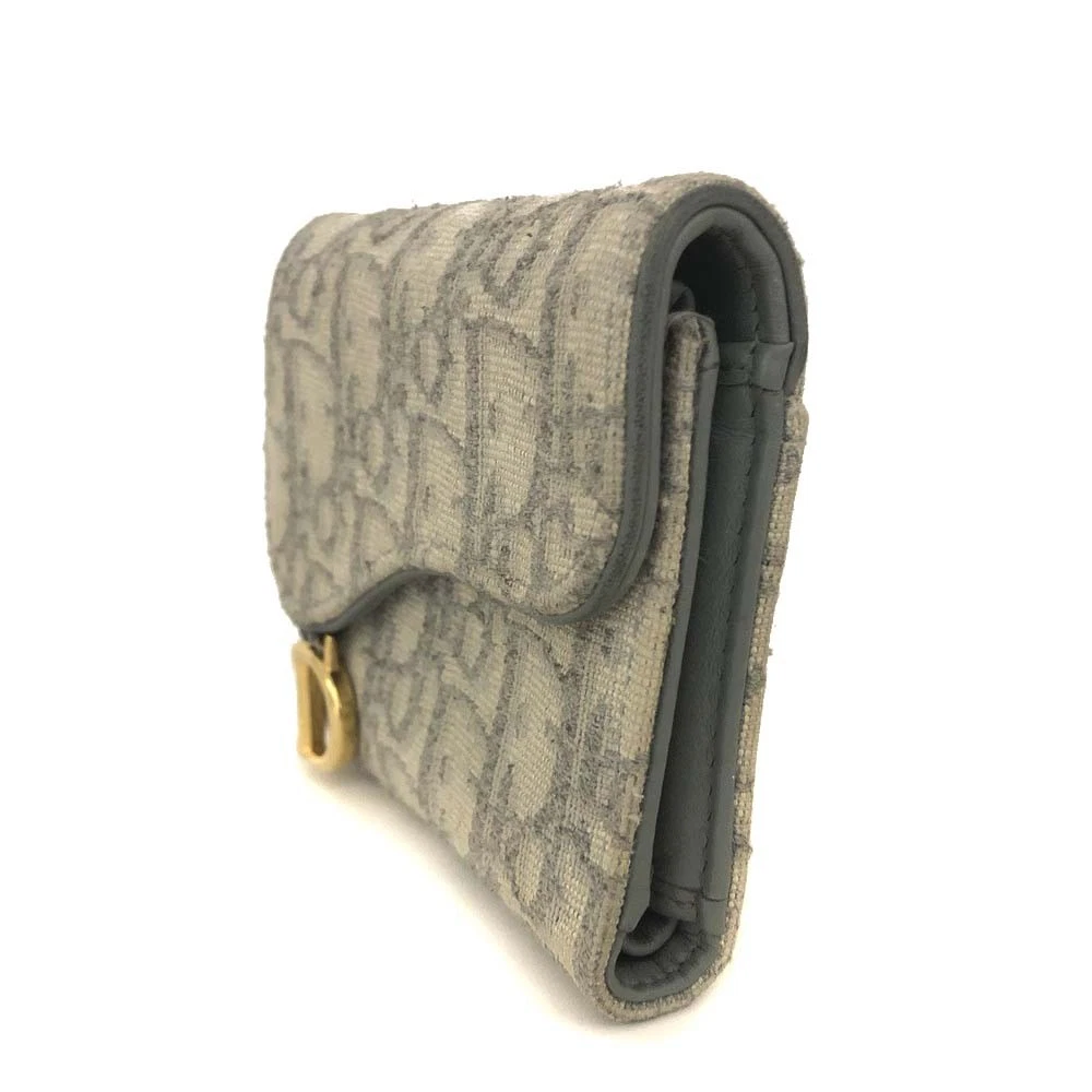 $690 Christian Dior Saddle Oblique Trotter Canvas Trifold Wallet