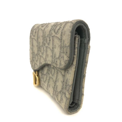 $690 Christian Dior Saddle Oblique Trotter Canvas Trifold Wallet
