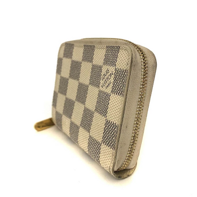 Louis Vuitton Damier Azur Zippy Zip Coin Purse Wallet White SN1117