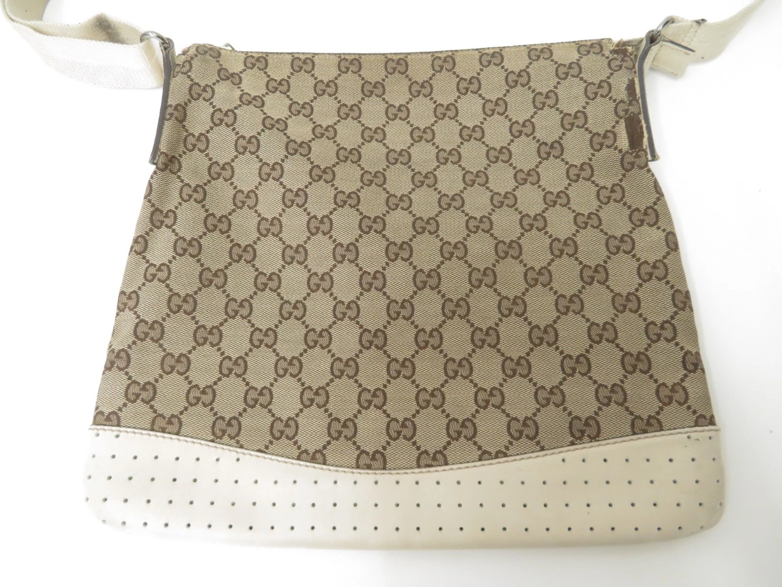 $980 2011 Gucci GG Canvas Leather Shoulder Messenger Bag 145857-200047